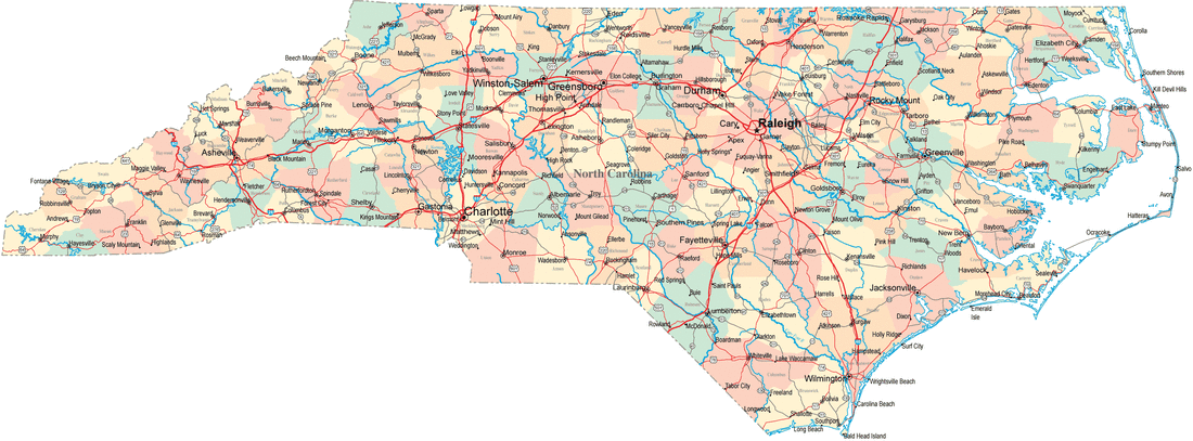 map of north carolina by county